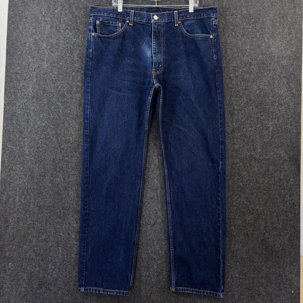 Levis 505 Jeans Men's 40x33 Blue Dark Wash Regular Fit Straight Leg Denim Pants